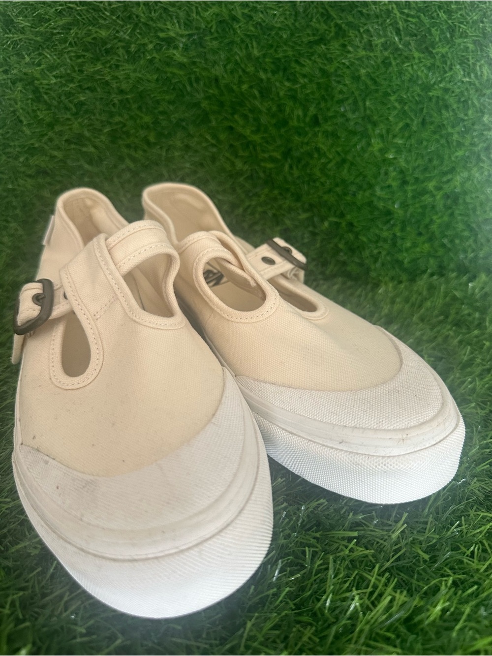 Vans Cream/White Canvas Mary Jane Sneakers